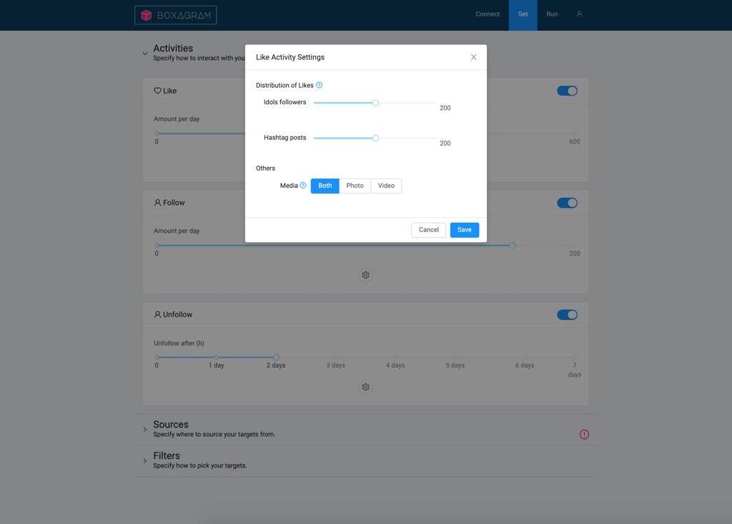 boxagram app screenshot activities